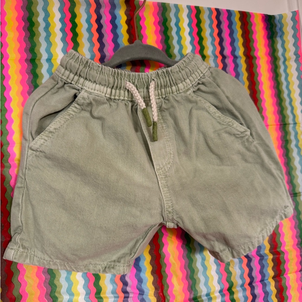 Zara Light Sage Green Elastic Waist Kids Shorts